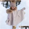 Płaszcz Baby Girl Faux Fur Cloak Winter Toddler Teens Child Princess Cape Top Top Warm Kid Ubrania 216Y 221128 DROP DH9F5