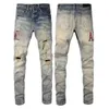 Jeans Designer Jeans Herren Jean High Street Jeans für Herren Stickerei Hosen Oversize Patch Hole Denim Straight Fashion Streetwear Slim Jeans 240308