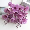 Fleurs décoratives 43cm, arrangements de Faux Magnolia artificiels, Simulation en plastique, accessoires de tir violets suspendus