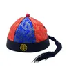 Berets Vintage Chinese Qingdynasty Hat voor themafeestje Volwassen kinderen