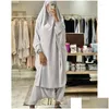 Ethnische Kleidung Ramadan Eid Muslim Abayas für Frauen 2 Stück Gebetskleidungsstück Jilbab mit Hosen Abaya Set islamische Kleidung Lange Khimar S Dhu3N