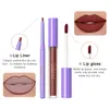 4 Pcs Lápis Delineador de Lábios e 4 Pcs Batom Líquido Conjunto de Maquiagem Nude Vermelho Escuro Fosco Longa Duração Copo Antiaderente Lip Gloss Kit de Halloween 240301