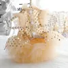 Dog Apparel Luxury Fashion Pet Puppy Dogs Clothes Handmade Champagne Gold Sequin Hollow Lace Bow Tutu Dresses For Small Medium Poodle