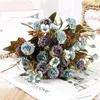 Decorative Flowers Artificial Silk Ancient Bank Lilac Bouquet Home Living Room Decoration Simulation Flower Champagne Red Floral