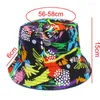 Bérets Chapeaux d'extérieur Casquette Fishman Large Bord Plage Peint Graffiti Casquettes de Soleil Hommes Femmes Seau Chapeau D'été Chapeau Adulte Seaux