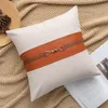 Pillow Case New American Entry Lux Ins Style Pillow Cover Creative Imitation Leather Stitching Sofa Cushion Double Sided Cotton Horse Head Cushion