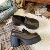 Dress Shoes 2024 Spring Autumn Women's Soft Leather English Style Fashion Round Head Center Heel Solid Color Design Female