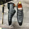 Buty swobodne wskazane palce gęste pięta mężczyźni Oxford Business skórzana chaussure homme sprzedaj oddychającą sapato masculino