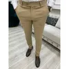 Mense Casual Pants Soft Tight Stretch Trousers for Business Social Office Workers Interview Wedding Suit S3XL 240305