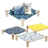 Домик-кровать для кошек, уличная универсальная кровать для домашних животных, съемные дышащие гамаки для домашних животных, кровать для кошек, маленьких собак, прочные холщовые кровати с деревянным каркасом 240226