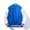 Bordado Varsity Jacket Homens Mulheres Carta Vintage Jaqueta Moda Casaco de Beisebol Masculino Primavera Outono Blusão Coreano Azul Verde 240222