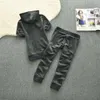 Kadın Kadife Şort Seti İlkbahar/Yaz Kadın Fermuarı Sweatshirt ve Kırpılmış Pantolon Juicy Troadsuit İki Parçalı Set