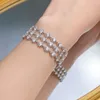 Trendiga Moissanite Diamond Bangle Armband 100% Real 925 Sterling Silver Wedding Armband för kvinnor Män Engagemangsmycken gåva
