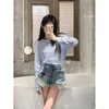 Designer CH23 Verão Nova Spicy Girl Moda Etiqueta De Couro Cintura Alta Emagrecimento Wash Fleece Edge Denim Shorts 9D39