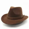Ozyc Women Mens Wool Hollow Western Cowboy Hat z wielkością pasa mody dżentelmen Lady Jazz Jazz Jazz Toca Sombrero Cap 240228