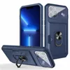 3 Kreditkortsplatser Plånbokfodral för iPhone 14 13 Pro Max 12 11 Magnet Ring Holder Case Camera Protect Kickstand i OPP Bag 240304