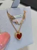 Naszyjnik designerski Vancf Naszyjnik luksus Diamond Agat 18K Gold V Gold Red Love Naszyjnik Kobiety Wyciągnięte różowe złoto bransoletka czerwona agat