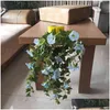 Flores decorativas grinaldas 65cm cesta de suspensão artificial manhã glória vasos de flores decorativas manma petúnia orc flores decoração de casa dh5ue