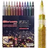 12 marcadores de tinta colorida brilhante, canetas marcadoras de glitter acrílico, ponto ultrafino 07mm para pintura em rocha, artesanato diy 240229