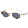 Lunettes de soleil Hip Hop femmes lunettes de soleil ovales diamant clouté Adumbral lunettes anti-UV petite monture lunettes tempérament ornemental Google