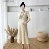 Umstandskleider 6813# Herbst Winter Koreanische Mode Gestrickte Umstandspullover Kleid Elegante A-Linie Schlanke Kleidung für Schwangere Frauen Heiße Schwangerschaft L240308