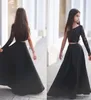 2020 nouvelles filles modestes Pageant robes deux pièces une épaule perles noir sexy fleur fille robe pour enfant adolescents fête pas cher Custo2301613