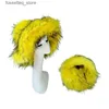 Chapeaux à larges bords Chapeaux de seau 2024 Nouveau chapeau de seau à large bord en peluche avec sac à main en peluche Chapeau de pêcheur d'hiver Épaissir le chapeau de pêcheur pour les adolescents adultes garder au chaud L240305