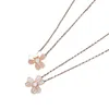 VanCF Necklace Luxury Diamond Agate 18k Gold Flowers Full Diamond Necklace for Womens Fashion Platinum Rose Gold Light Luxury Smooth Classic Chain