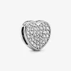 925スターリングシルバーリフレクションPave Heart Clip Charms Fit Original European Charm Braceted Fashion Jewelry Accessories344a