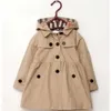 Dzieciowy płaszcz dla dzieci nosza kurtka dziewczyna jesienna księżniczka solidna średnia długość pojedynczej piersi wiatrówka dziecięca płaszcza odzieży Rozmiar Wysokość 100 cm-160cm