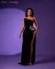 2024 ASO EBI Black Straight Prom Dress Crystals Velvet Sexig Evening Formal Party Second Reception 50th Birthday Engagement Gowns Dresses Robe de Soiree ZJ122