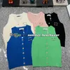 Frivolous Knit Vest Summer Breathable Sleeveless Knit Tops With Buttons Designer Metal Logo Knitted T Shirt Female Shirt Knit Cardigan