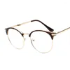 Güneş Gözlüğü Çerçeveleri Vintage Gözlük Gözlükleri Çerçeve Temiz Yarım Metal Gözlükler Optik Öğrenciler Sahte