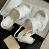 2024 Chunky Heels Sandalen Dames schoenen platform ontwerper Sandaal Beroemde Designer Dames Slides Summer Heel Sandale Luxe Hardware Square Dress Shoes Mirror Quality