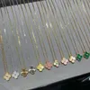 Naszyjnik designerski Vancf Naszyjnik luksus Diamond Agat 18k złota v Złota rodzinna koniczyna świąteczna naszyjnik damski kwiat wisiorek różowy złoto z diamentem