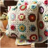 Cushion/Decorative Pillow Handmade Cloghet Sofa Car Back Cushion Bolster Chair With Core Decor Party Pography Prop 40Cm Drop Deliver Dh6Pg