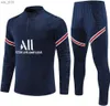 Soccer Jerseys 21 22 23 S Tracksuit Jersey Messis Mbappe Classic Style Training Suit Half Pull Long Sleeve Sergio Ramos Verratti Icardi AdultH240308