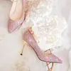 Sapatos de vestido Novel2024 Mulheres nupciais salto alto cristal casamento dama de honra stiletto 18