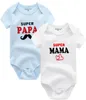 Baby Girl Clothes 2020 Summer Super Papa och Mama Baby Body Short Sleeve Infantil Bodysuits Twins Kids Clothing3041940