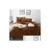 Ensembles de literie Ensemble de literie en fausse fourrure | 21 couleurs, drap-housse en molleton de corail, couvre-lit sur le lit avec bande élastique, Drop Dhleg