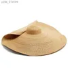 Breda randen hattar hink hattar wzcx 2019 Nytt mode enorma 80 cm breda grimkvinnor strat casual tidvatten semester vikbar sommarstrand hatt vuxen c l240308