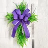 Lazos de flores decorativas para cocina, corona de Pascua para colgar en la puerta, coronas de cinta frontales de lavanda para iglesia