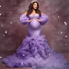 Maternity Dresses Luxury Mermaid Evening Dresses for Photoshoot Off Shoulder Ruffles Pregnant Women Robes Sexy Long Sleeves Maternity Gowns L240308