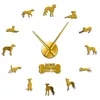 Zegar ścienny Zwycięski Whippet Dog Portret 3D Acryl DIY zegar ścienny Włoski Greyhound Canine Animal Mirror Efekt Naklejki Drop DHQ0M