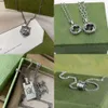 Qualité Designer Collier Chaîne En Argent Hommes Femmes Double Anneau Colliers Pendentif Crâne Tigre avec Lettre Mode Cadeau Bijoux