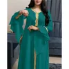 Roupas étnicas Elegante Muçulmano Vestido Longo Plissado Festa Noite para Mulheres Médio Oriente Ramadan Islâmico Kaftan Malásia Bordado Turco