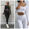 Women's Two Piece Pants Set Women Sportswear Workout Clothes For Sport Sets Suits Fitness Long Sleeve Yoga Leggings