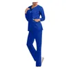 Women'S Two Piece Pants Womens Two Piece Pants Scrubs Women Working Uniform Pocket Long Sleeves Medicaled Clothing Tops Two-Piece Set Dhtpc