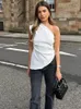 Vrouwelijke Solid Strapless Asymmetrische Corset Tops Mode Sexy Zijrits Ruches Slanke Top Zomer Vrouwen High Street Hemdje 240229