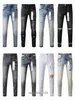 Lila jeans män jeans designer jeans mens mager jeans lyxdesigner denim byxa orolig rippad cyklist svart blå jean smal fit motorcykel klo7purple jeans